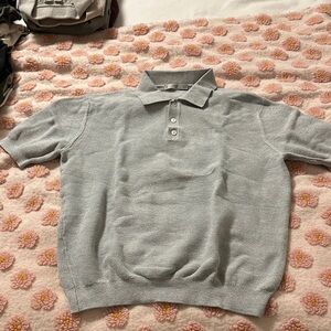 Men's Gray Knitted Polo Sweater